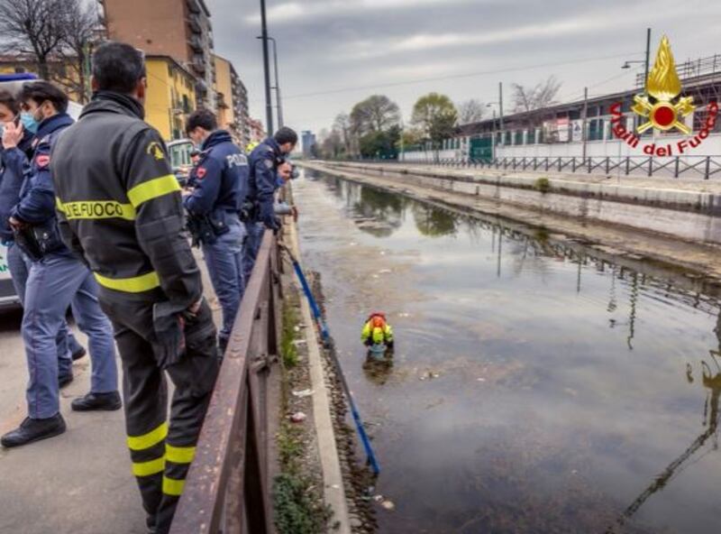 Milano, nordafricano scappa dalla polizia e si butta nel Naviglio in secca 9