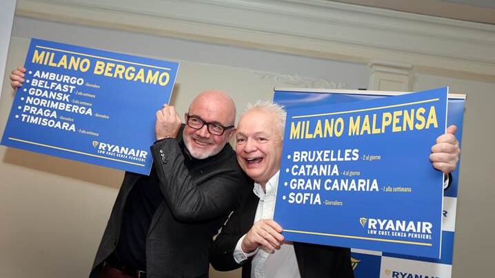 Ryanair, nove nuove rotte da Malpensa e Orio al Serio