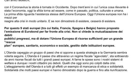 La lettera di governatori e sindaci alla Germania: "Sugli eurobond comportatevi da grande Paese"