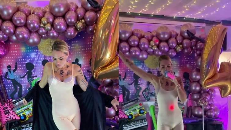 Ilary Blasi con la tutina di Achille Lauro per il compleanno della sorella