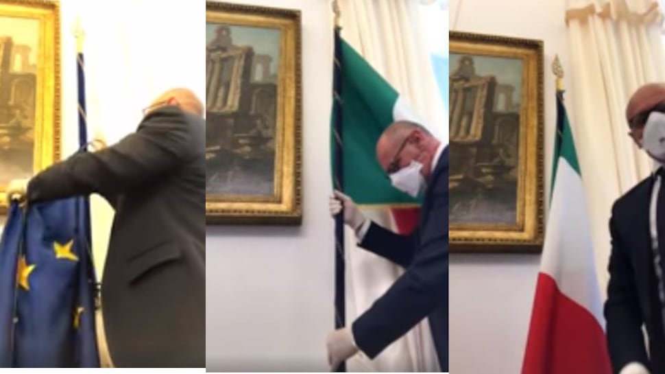 Coronavirus, Rampelli si ribella alla Ue: via bandiera da ufficio della Camera