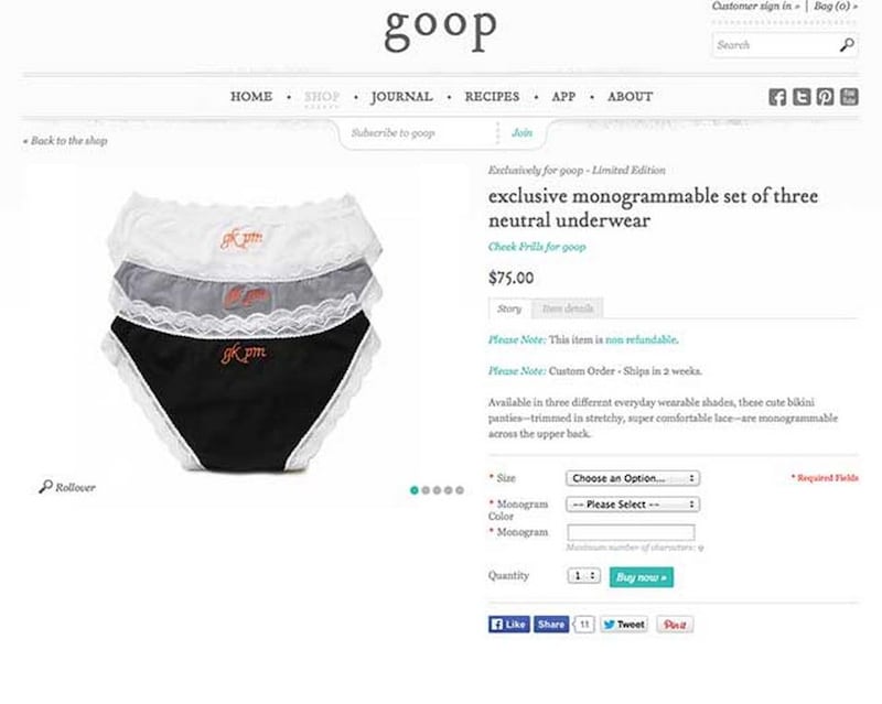 Gwyneth paltrow vende slip con le iniziali dell'ex marito 2