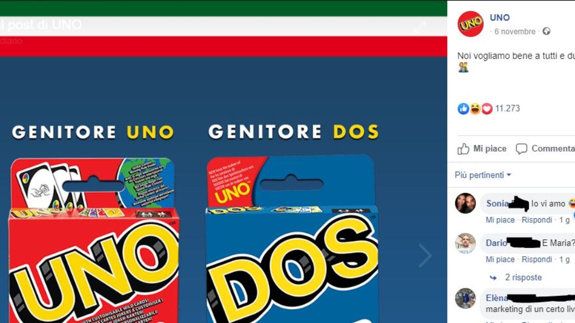 Anche il gioco si fa "gay friendly". Lo spot su genitore UNO e DOS