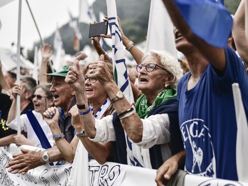 Il popolo leghista al raduno di Pontida