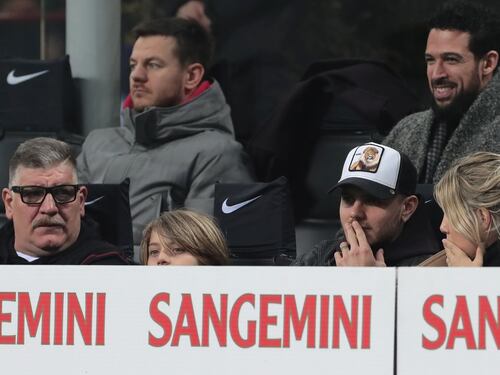 Inter-Sampdoria vista da Icardi e Wanda Nara: sorridenti e felici a bordo campo