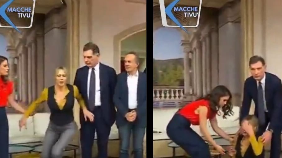Il malore, poi si accascia a terra. Paura per Anna Falchi in diretta tv