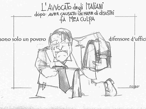 La vignetta del giorno: da Avvocato degli Italiani...a difensore d' ufficio