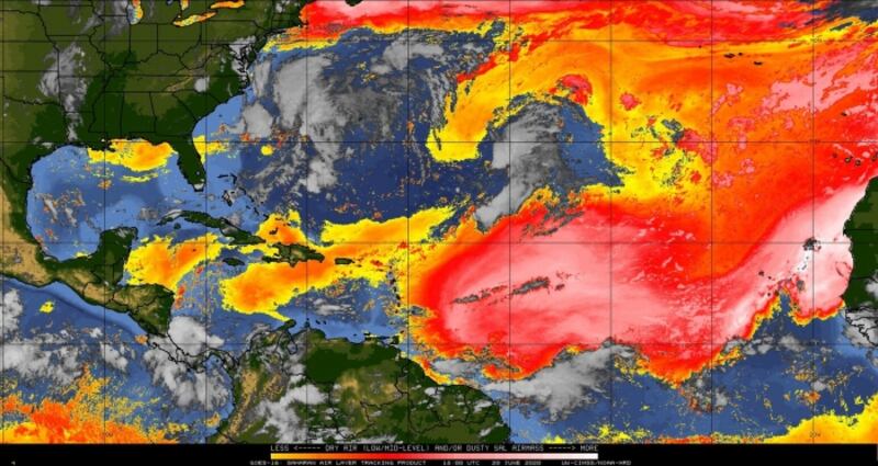 Sabbia sahariana vista dal satellite ad infrarosso