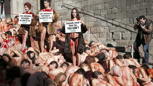 Spagna, protesta "naked" contro pellami e pellicce 2