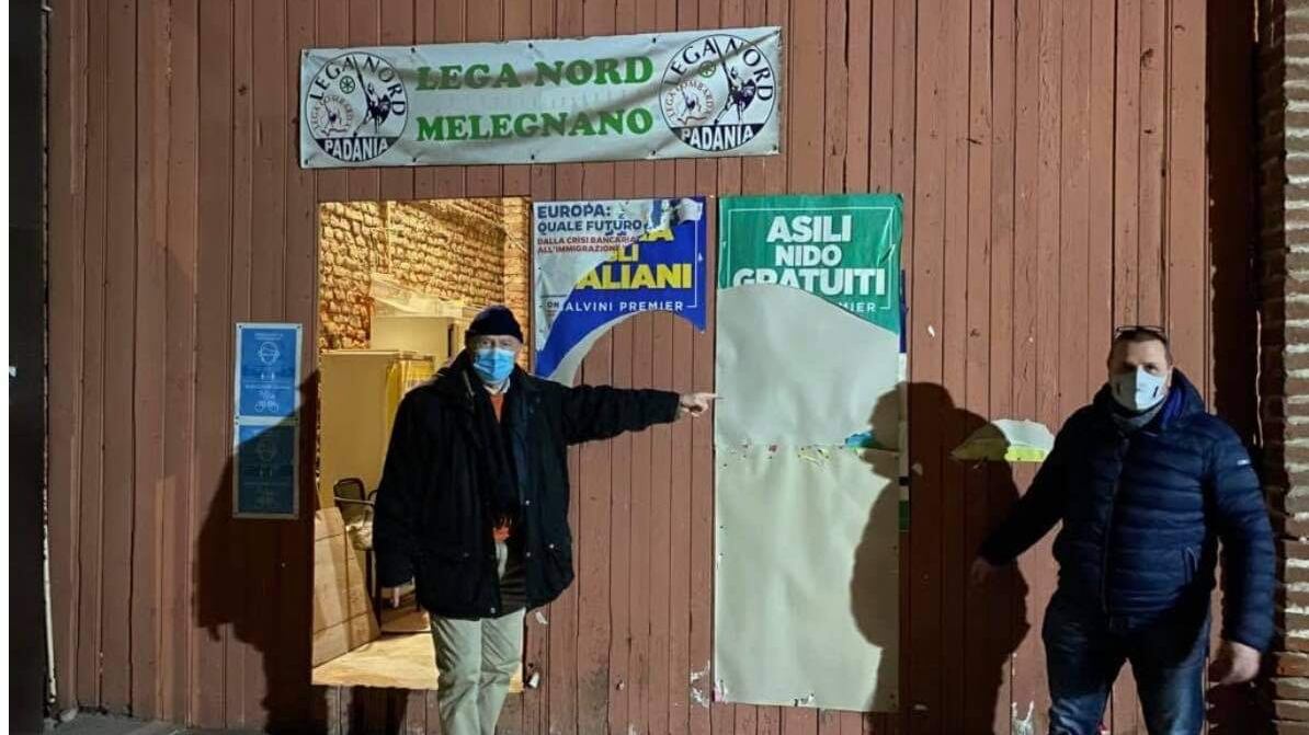 Melegnano, atti vandalici contro sede della Lega