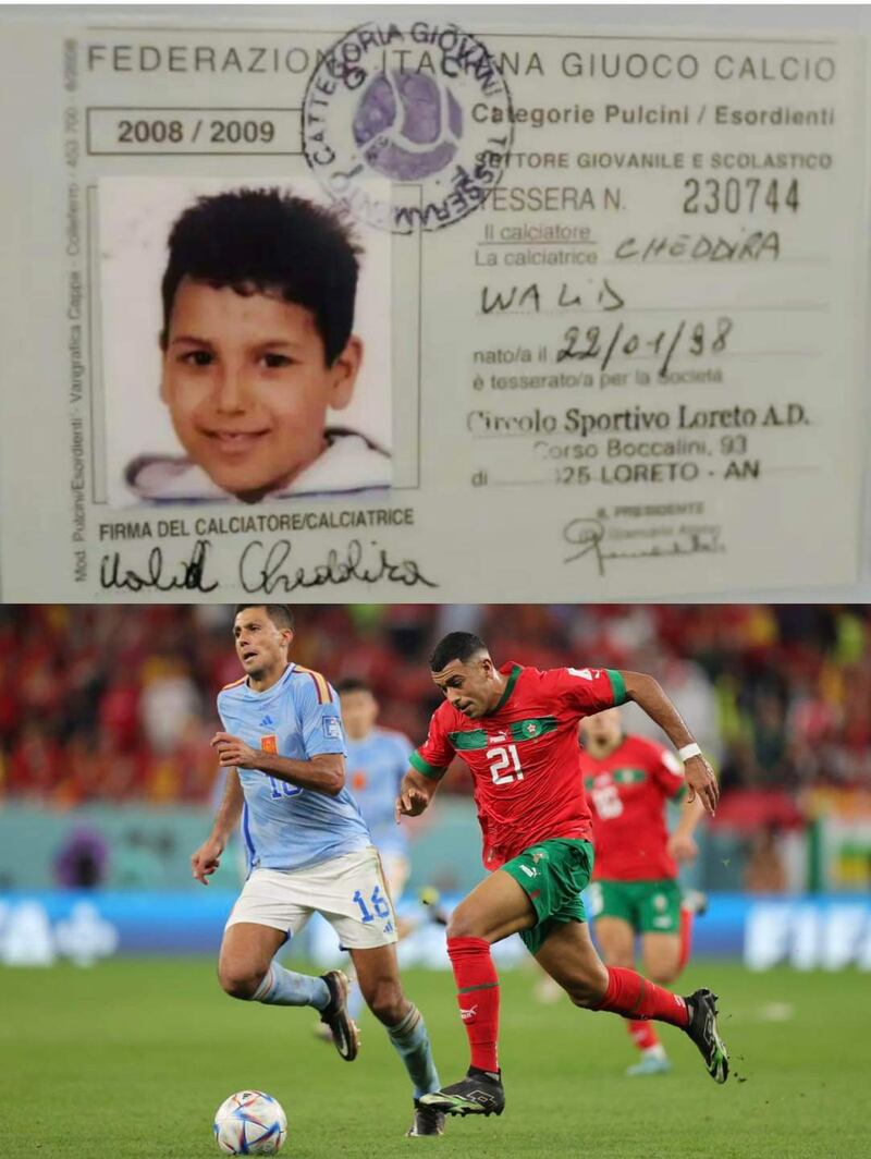 Qalid Cheddira da bambino e in Nazionale