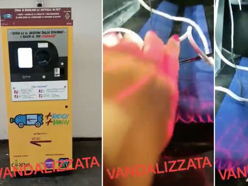I vandali rompono la macchinetta mangia-plastica