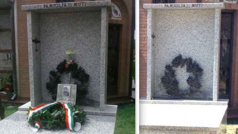 Scempio a Ravenna: vandalizzata la tomba dell'aviatore Ettore Muti