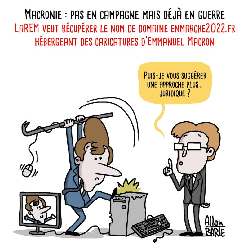 Una delle vignette contro Macron e la censura 