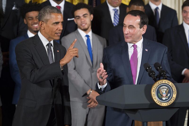 Coach K Barack Obama 2015 ANSA