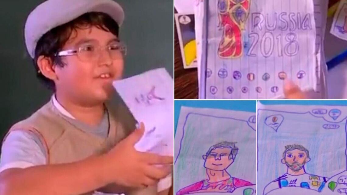 Mondiale 2018, un bambino povero disegna l'album delle figurine: Panini gliene regala uno