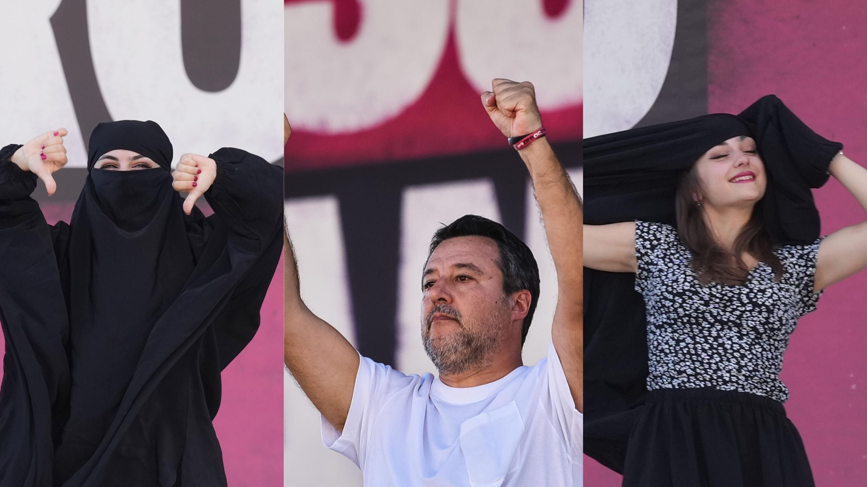 Salvini Pontida "no al burqa"