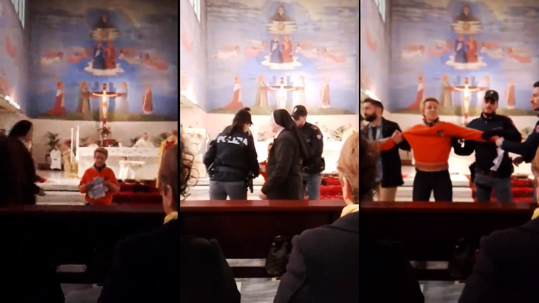 Blitz di Ultima Generazione pure a Pasqua: così la 17enne ha fermato la messa