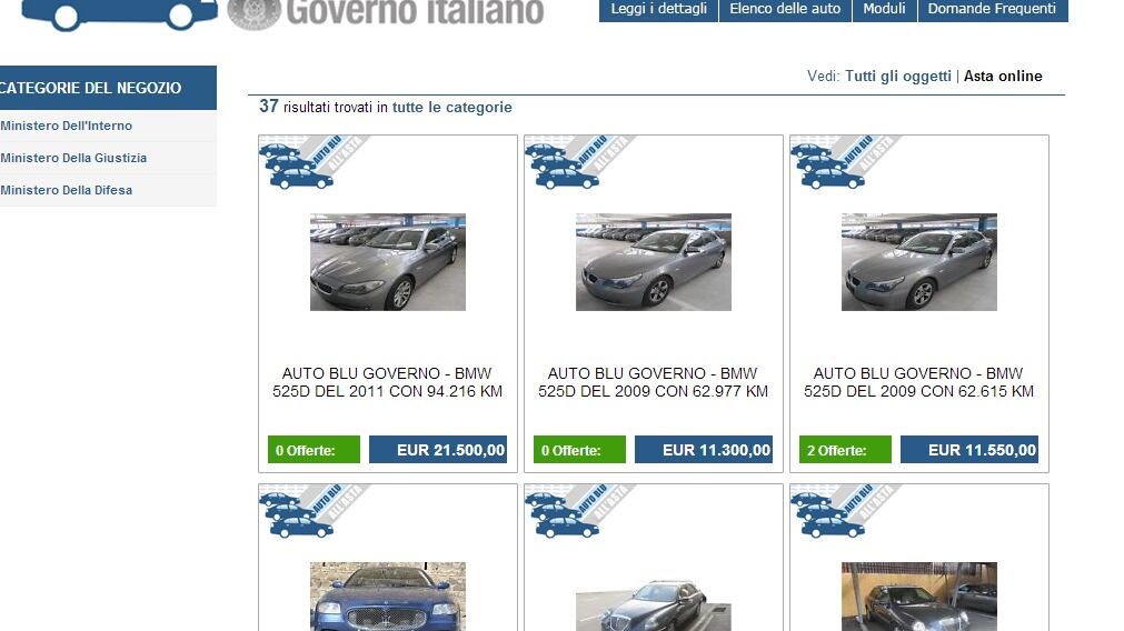 Auto blu, il flop dell'asta online