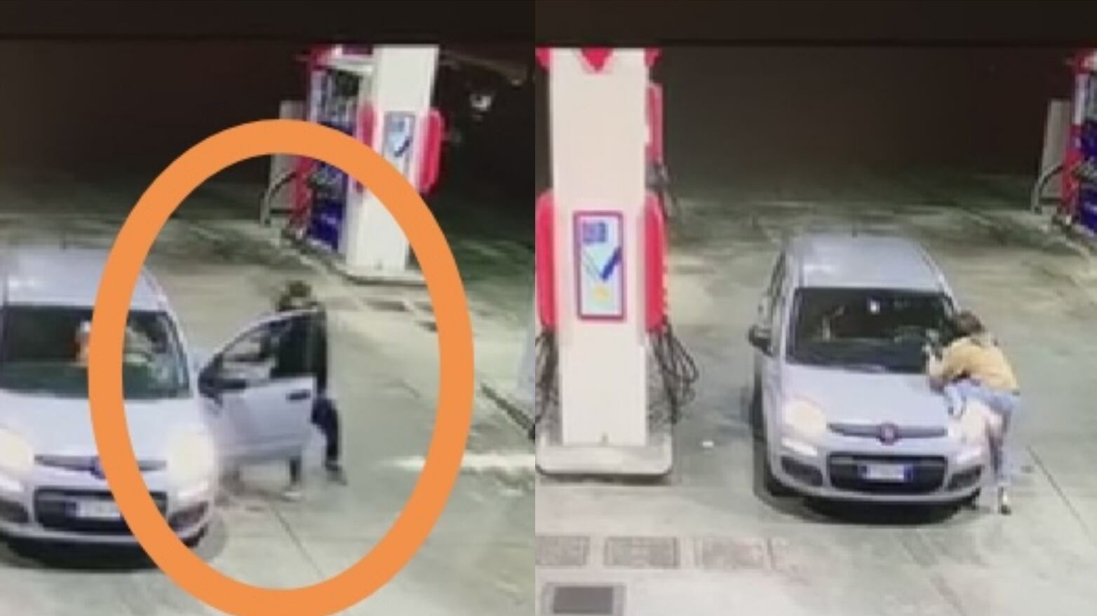 Rapina choc al distributore: banditi trascinano donna fuori dall'auto e la investono