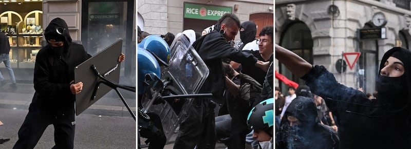 Milano, violenti scontri al Duomo: evacuata la piazza. Sassi, tavoli, sedie e calci agli agenti. Salvini: “Vigliacchi e criminali”