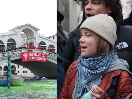 Canal Grande tinto di verde, Venezia dà il daspo a Greta Thunberg