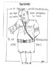 La vignetta del giorno - La Merkel ci manda i migranti 1