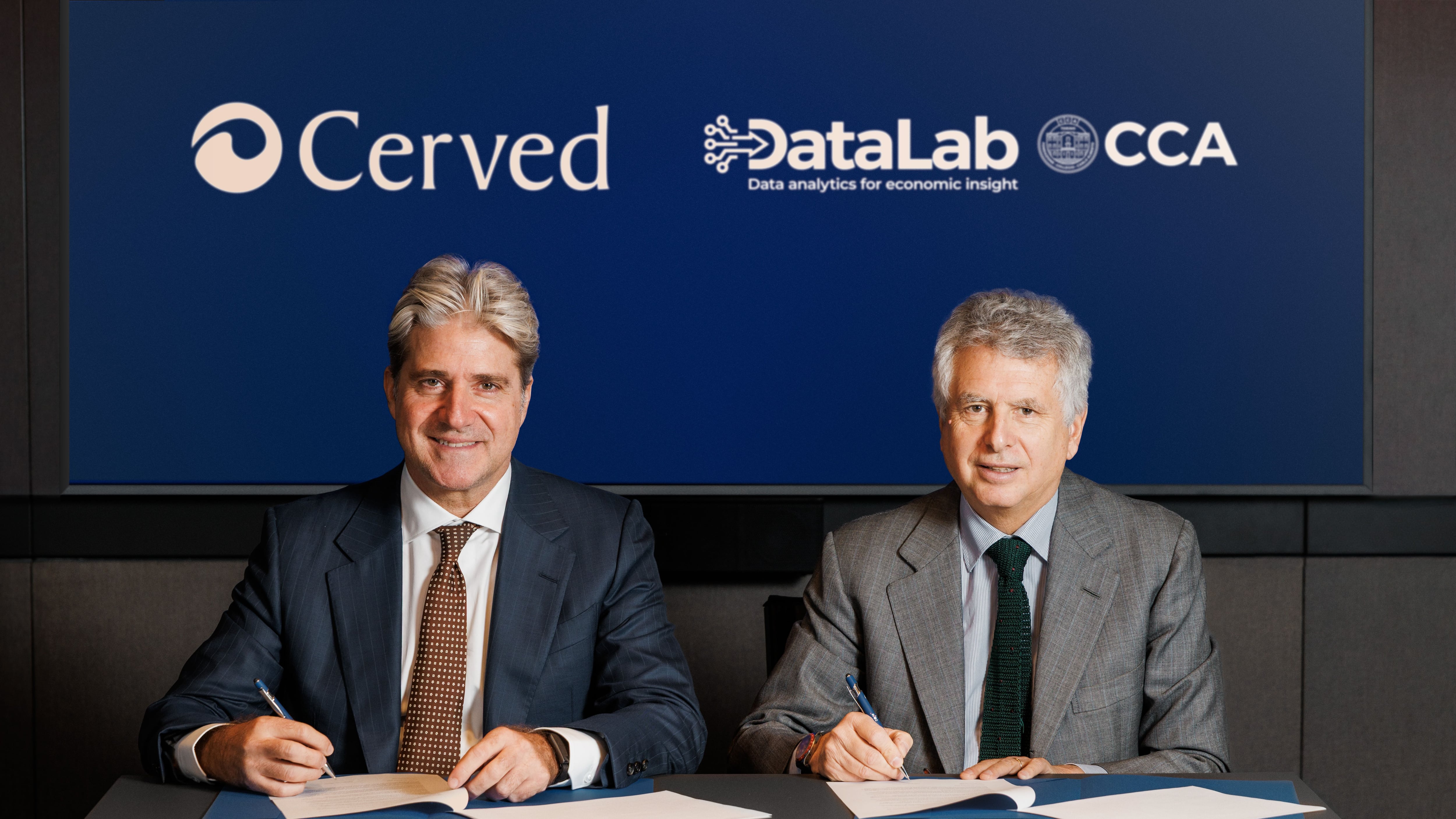 Luca Peyrano, Ceo di Cerved e Giorgio Barba Novaretti, Presidente della Fondazione Collegio Carlo Alberto