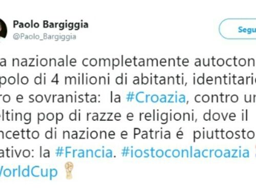 Bufera su Paolo Bargiggia per il tweet identitario pro Croazia e contro la Francia: "È razzismo"