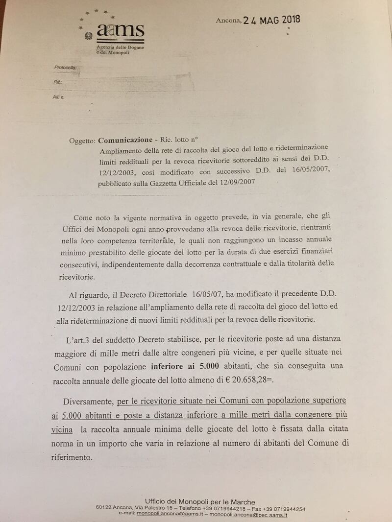 Così i Monopoli di Stato gelano i terremotati con una lettera 1