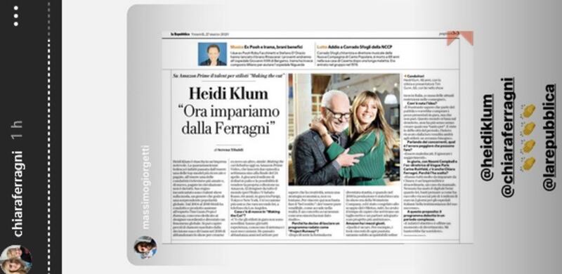 Ferragni, post Heidi Klum