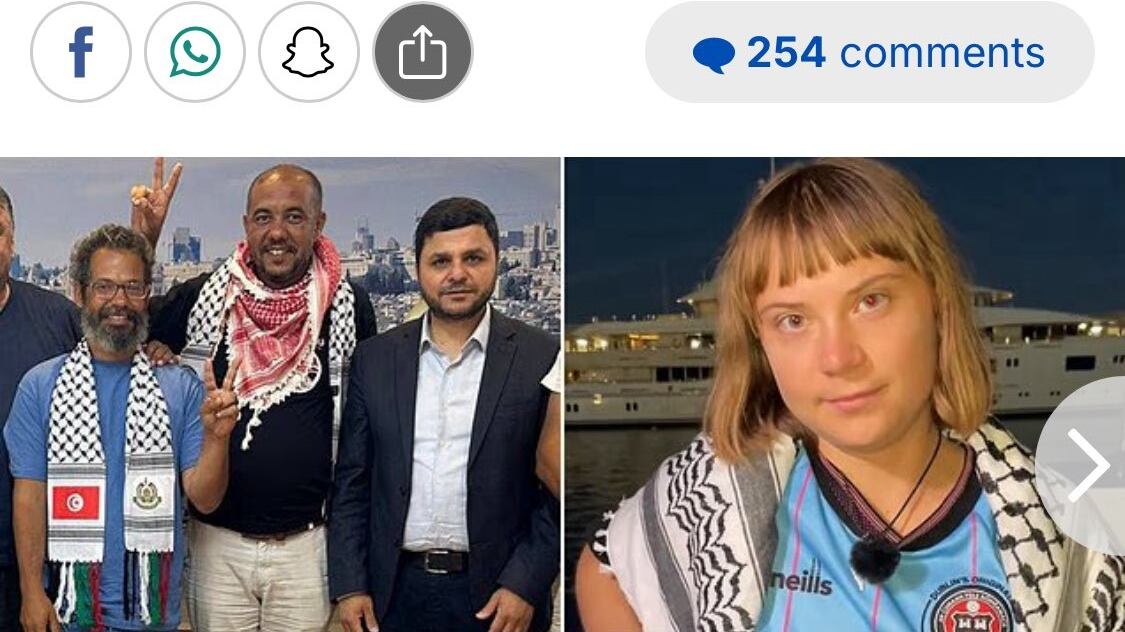 La Flotilla della vergogna: un collega di Greta in posa con un capo di Hamas