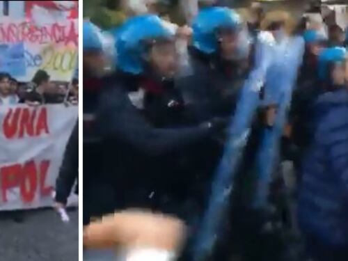 La violenza dei centri sociali contro la polizia e Salvini