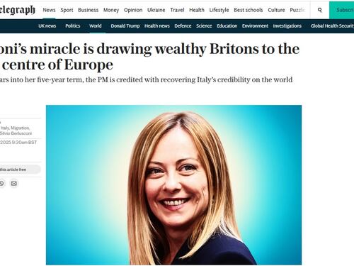 Anche il Telegraph premia Meloni: "Artefice del miracolo italiano"