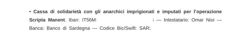 Iban raccolta fondi anarchici
