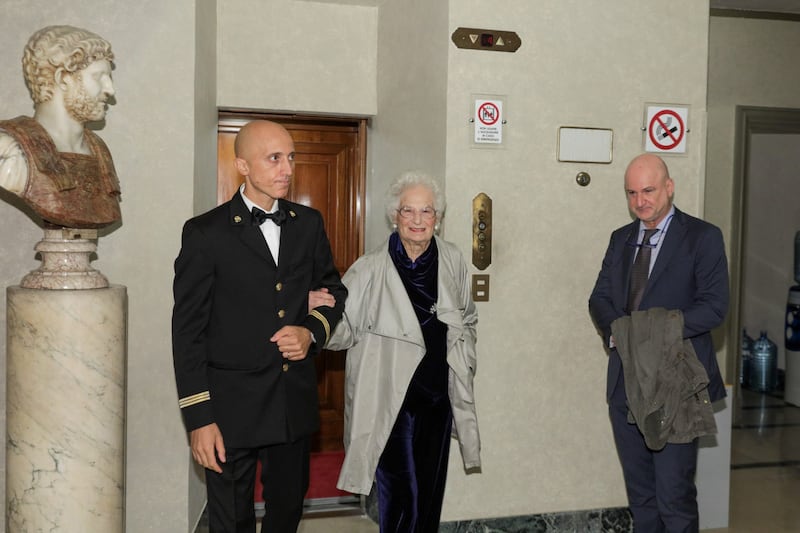 La senatrice Liliana Segre arriva al Senato 10