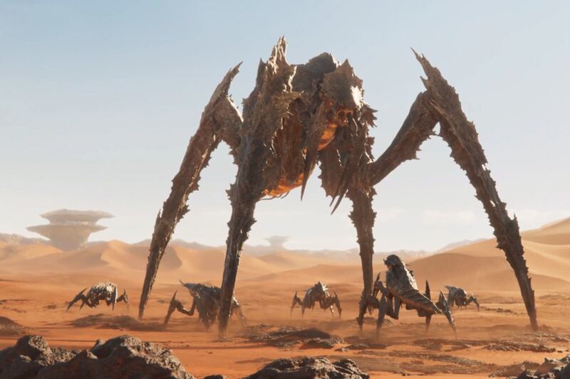 Un Bile-Titan e alcuni guerrieri dello sciame terminide