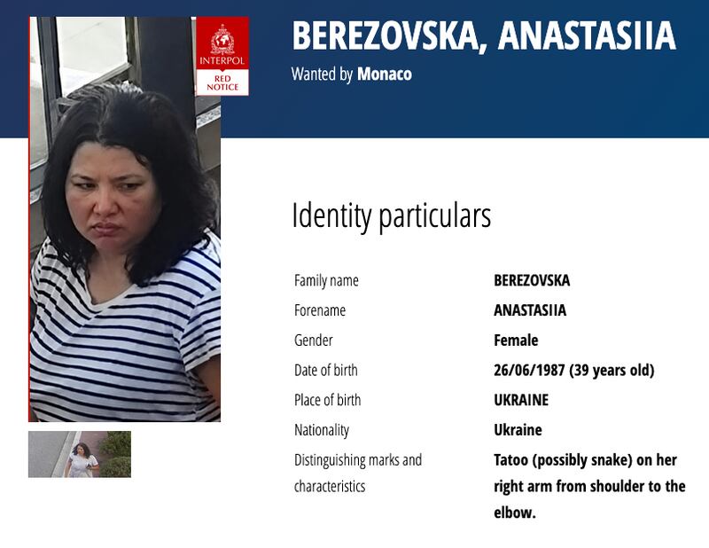L'allerta dell'Interpol su Anastasia Berezovska