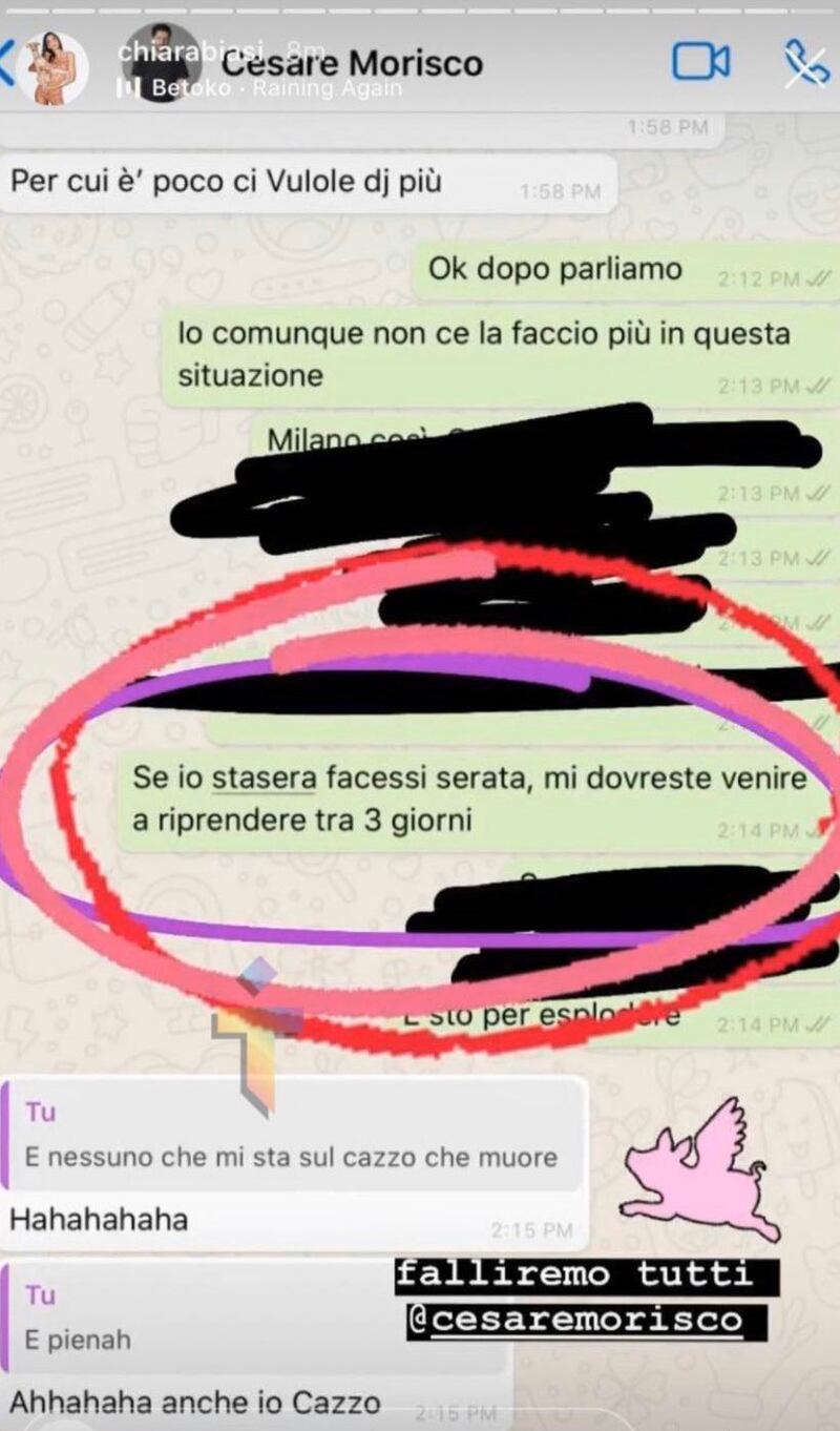 Chiara Biasi, chat Coronavirus