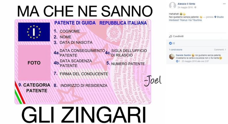 I post su Facebook di Alessio Il Sinto 2