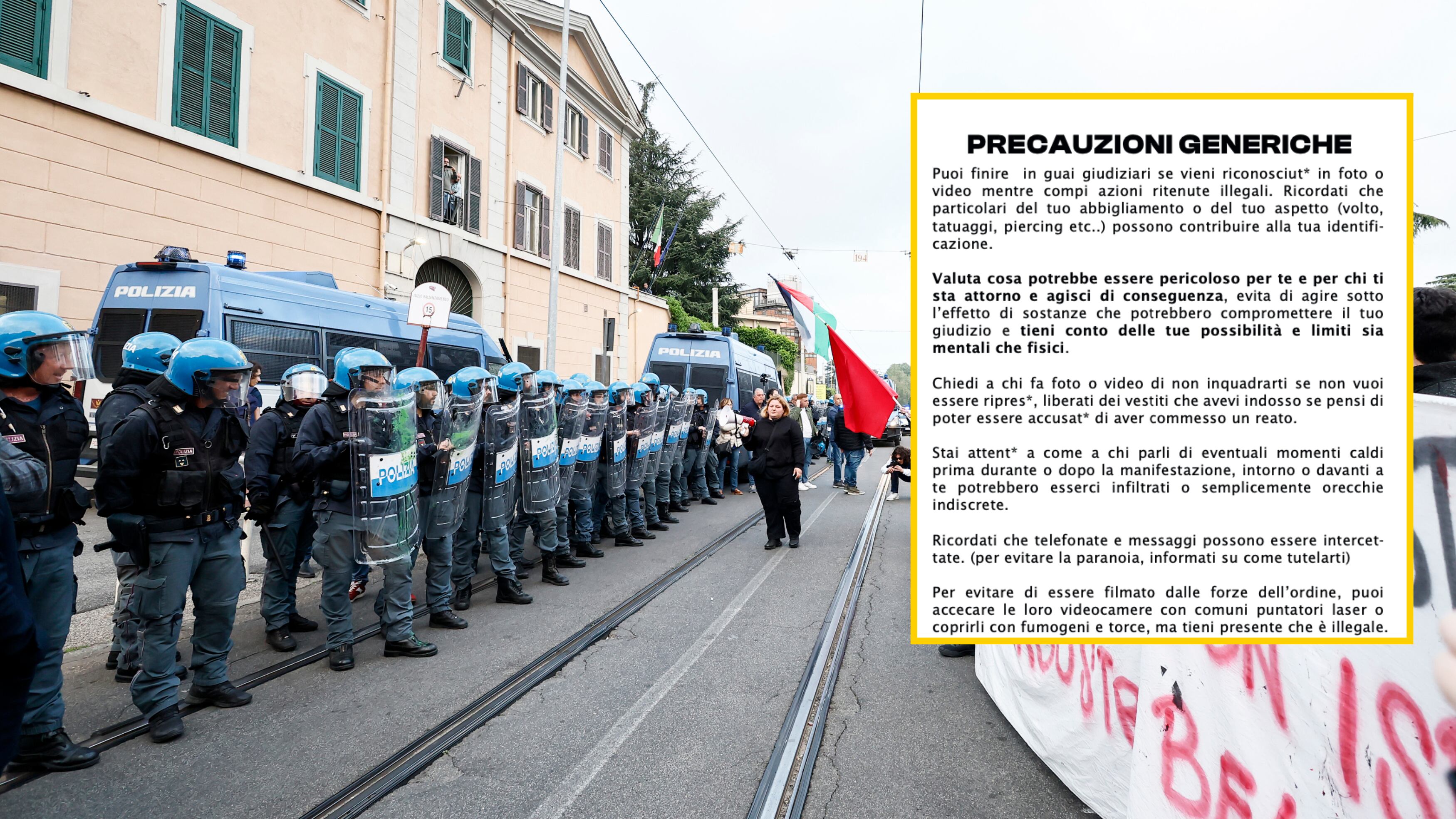 Caschi, puntatori laser e abiti anonimi: il prontuario dei violenti in piazza a Roma