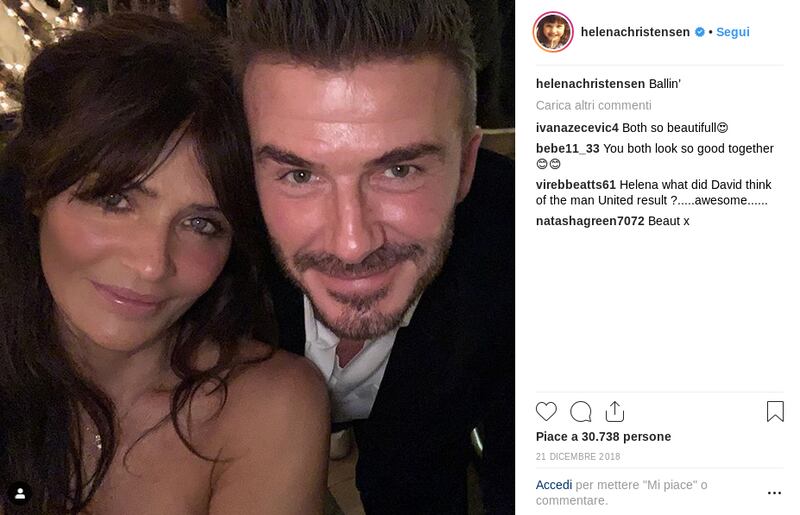 Helena Christensen e David Beckham insieme su Instagram