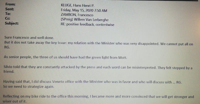 Mail Kluge a Zambon