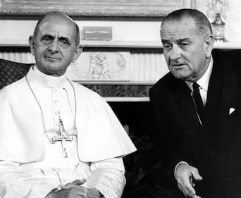 Ancora Paolo VI, qui con Lyndon B. Johnson nel 1965