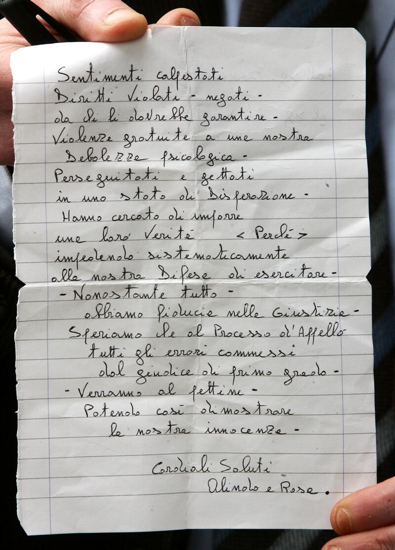 Lettera Olindo e Rosa