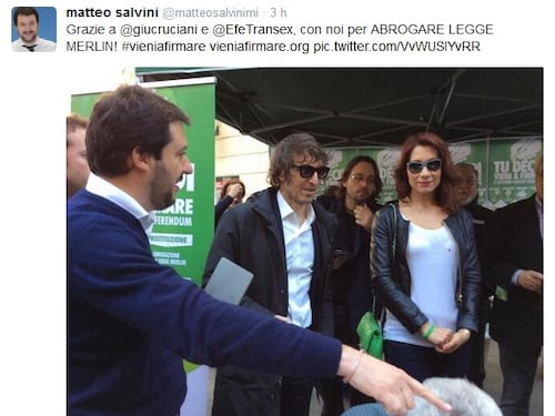 Lega in piazza con Efe Bal contro la legge Merlin