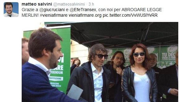Lega in piazza con Efe Bal contro la legge Merlin