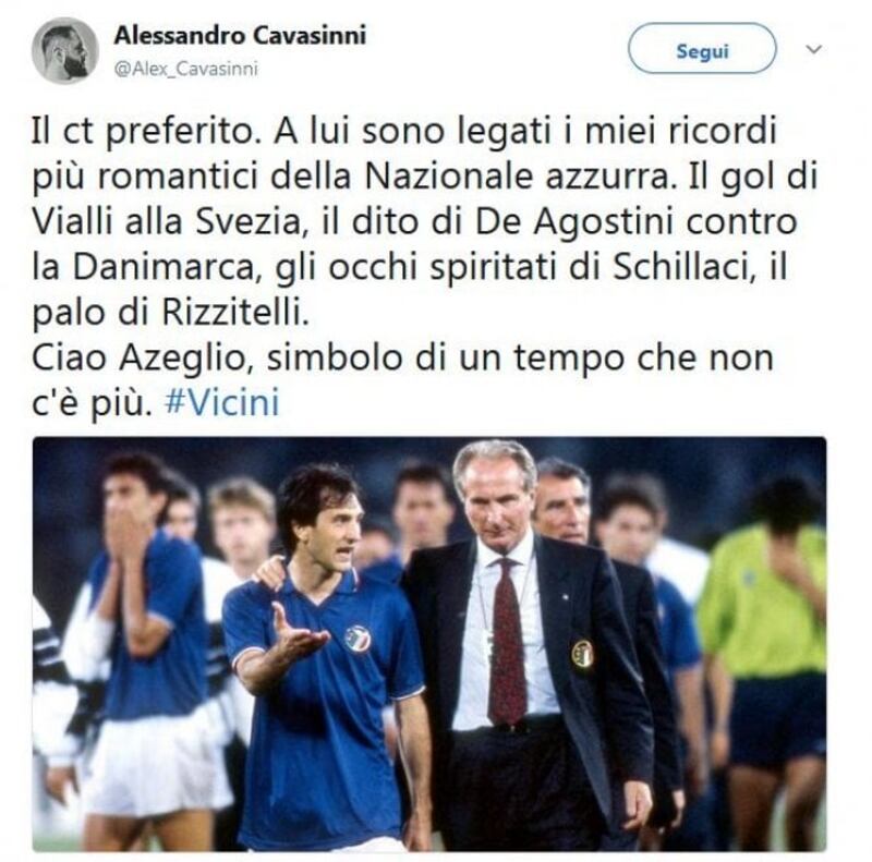 Il cordoglio social per la morte di Vicini 2