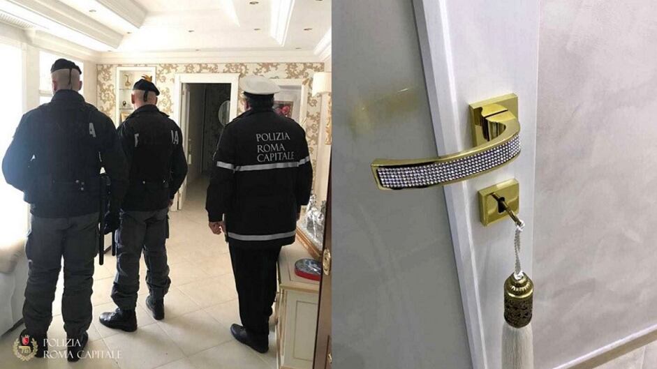 Roma, rubinetti e water d'oro in una casa popolare occupata