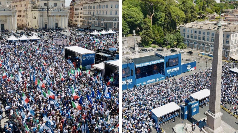 "Meloni fa flop in piazza". Ma spuntano le foto che smentiscono le balle della sinistra